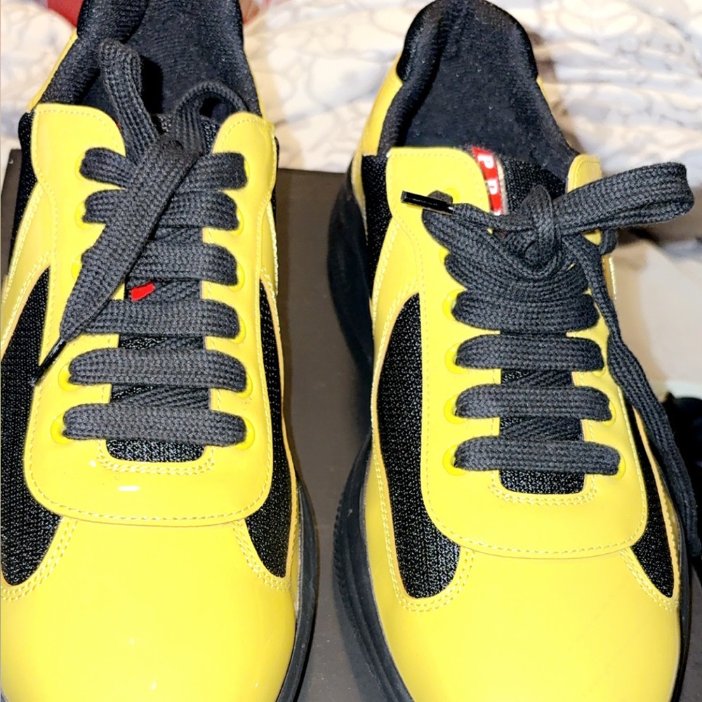 Prada Yellow and Black Sporty Sneakers